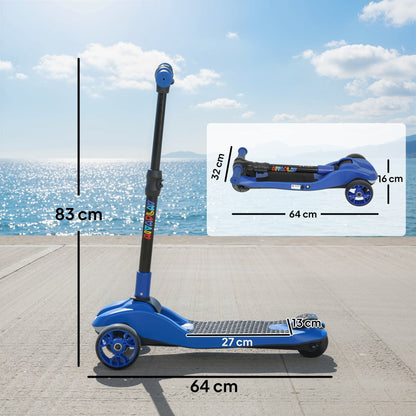 AIYAPLAY Three-Wheel Foldable Electric Scooter for Kids Aged 6-10 Years, Blue