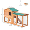 PawHut Rabbit 2 Tier Fir Wood Small Animal Hutch Guinea Pigs Hutches w/ Ramp Brown