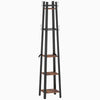 HOMCOM Industrial-Style Four Shelf Coat Stand - Brown/Black