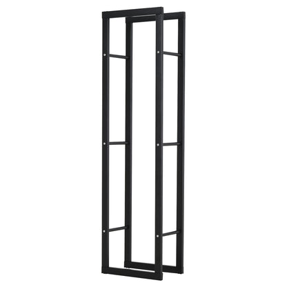 HOMCOM Metal Firewood Log Holder Tall Firewood Rack Indoor Outdoor Fireplace Wood Storage Shelf with Side Rails, Rust-Resistant, Black, 40W x 25D x 150H cm