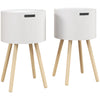 HOMCOM Modern Side Table with Hidden Storage Space, Round Night Stand with Removable Tray Wood Frame End Coffee Table for Living Room, Set of 2, White