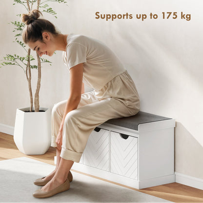 HOMCOM 3-Drawer Padded Shoe Bench with Breathable & Washable Linen-look Cover, White