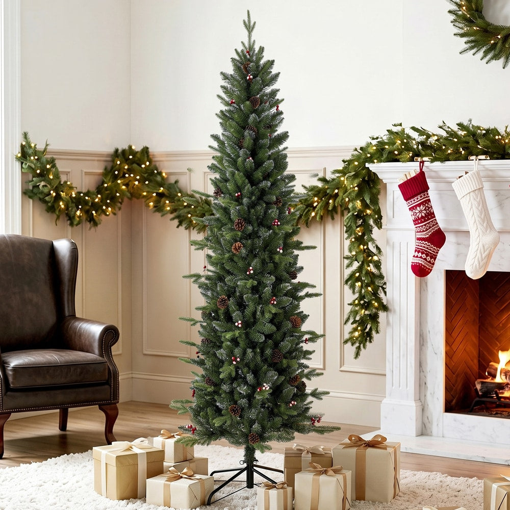 HOMCOM Slim Gracious Pine Xmas Tree in Green