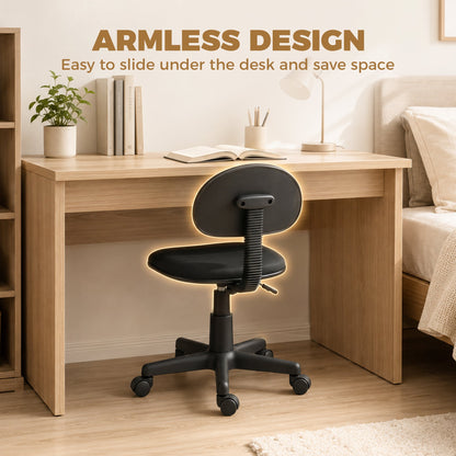 HOMCOM Small Armless Office Chair - Black