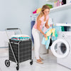Folding Shopping Cart with Waterproof Liner-White