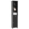 Tall Bathroom Cabinet with Adjustable Shelves-Black