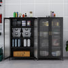 5-Tier Tall Kitchen Pantry with Adjustable Shelves and Semi-Transparent Doors-Black