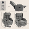 HOMCOM Power Lift Recliner Chair with Vibration Massage and Heat, Chenille Riser and Recliner Armchair for Elderly, Grey