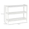 HOMCOM 3-Tier Shoe Rack Wood Frame Slatted Shelves Spacious Open Hygienic Storage Home Hallway Furniture Family Guests 70L x 26W x 57.5H cm - White
