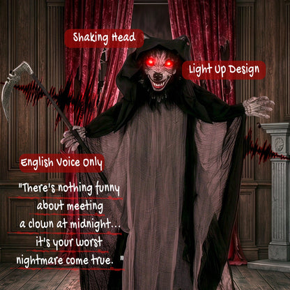 HOMCOM Halloween Standing Werewolf Animated Decoration with Light-Up Eyes, Sound and Touch Activated