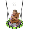 AIYAPLAY 60cm Diameter Kid Nest Swing Seat with Height Adjustable Ropes, for Outdoor, Indoor, Black/Green