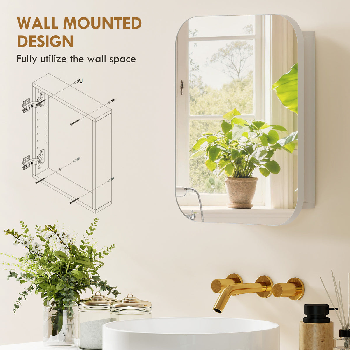 HOMCOM Bathroom Medicine Cabinet with Mirror in White
