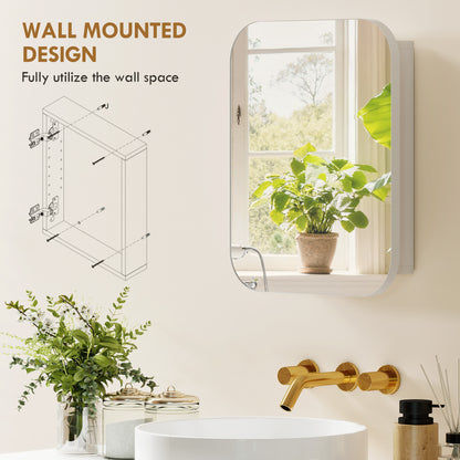 HOMCOM Bathroom Medicine Cabinet with Mirror in White
