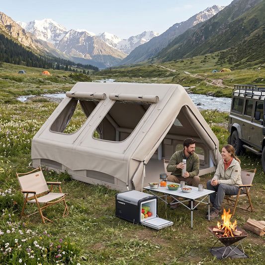 Outsunny Inflatable Camping Tent in Khaki