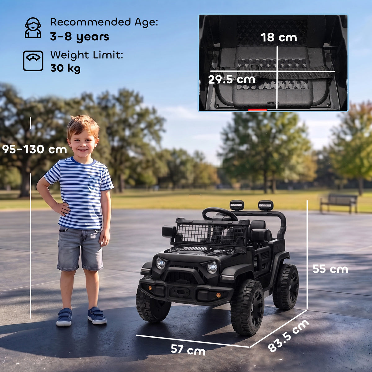AIYAPLAY 12V Electric Car for Kids with Remote in Black