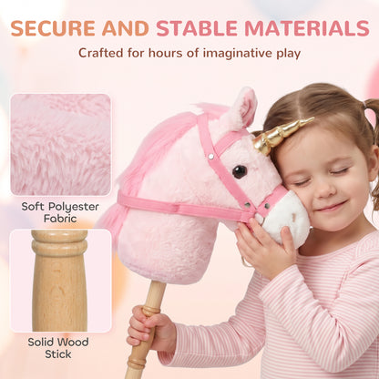 AIYAPLAY Hobby Horse with Wood Wheels in Pink