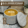 HOMCOM 40.5L Teddy Fleece Storage Ottoman - Grey