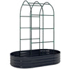 Outsunny Galvanised Raised Garden Bed with Arched Trellis, 5 x 3 x 6ft Metal Raised Bed for Garden with Open Bottom, Dark Grey