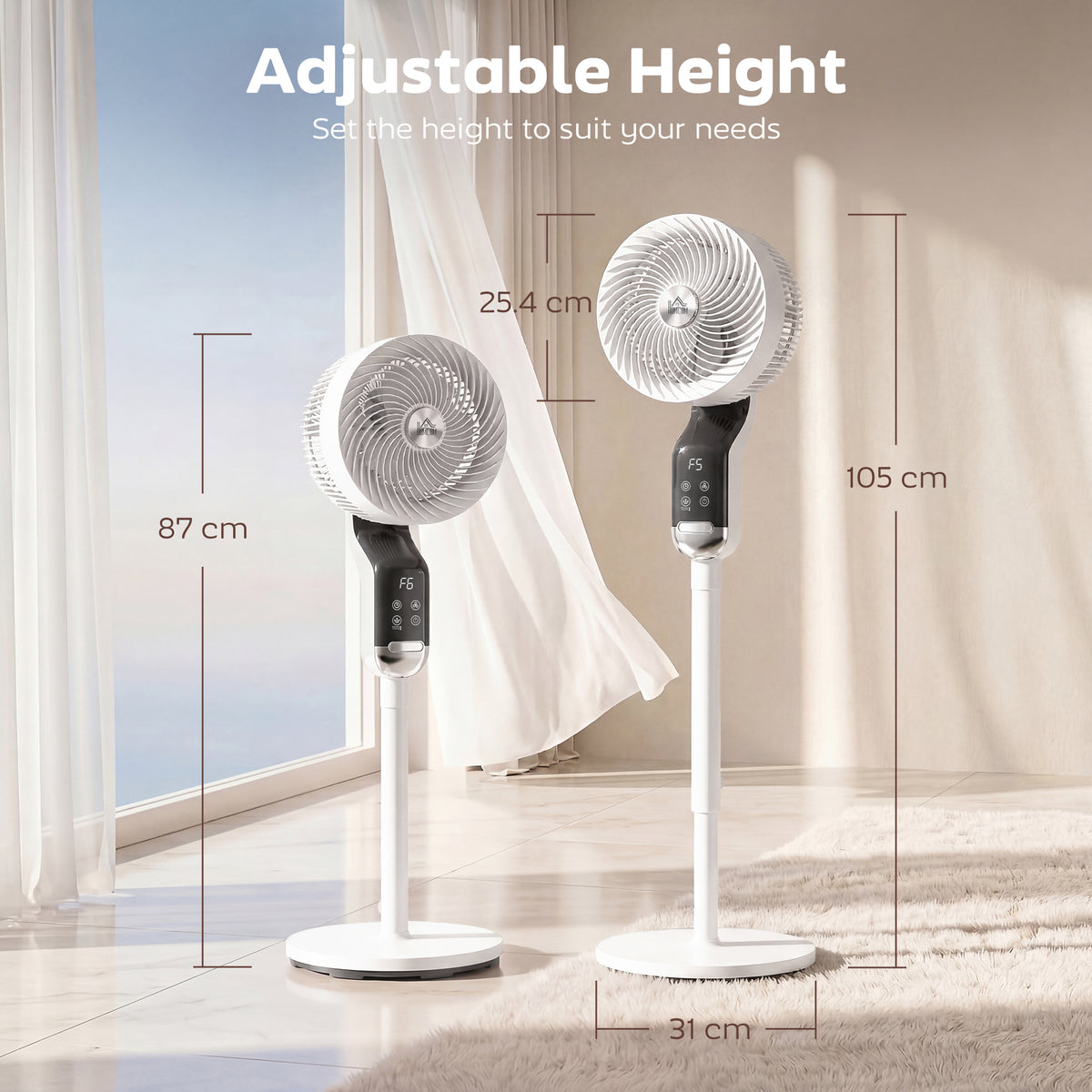 HOMCOM 20 dB Silent Standing Fan in White