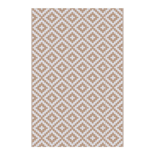Outsunny Outdoor Rug in Coffee and White