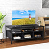 Industrial 3-Tier Coffee Table ith Open Shelf and 6 Compartments-Black