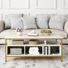 Industrial 3-Tier Coffee Table ith Open Shelf and 6 Compartments-White