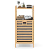 Tilt out Laundry Hamper with 2-Tier Storage Shelves-Natural