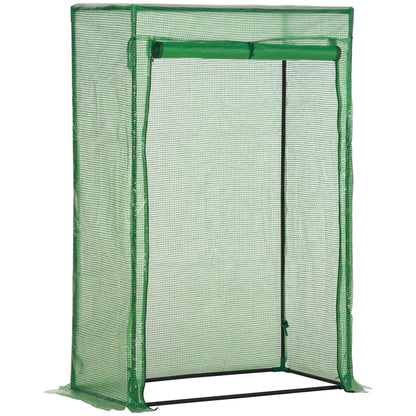 Outsunny دفيئة طماطم 100 × 50 × 150 سم، إطار فولاذي، غطاء PE بباب قابل للطي للاستخدام الخارجي في الفناء الخلفي والشرفة والحديقة، لون أخضر
