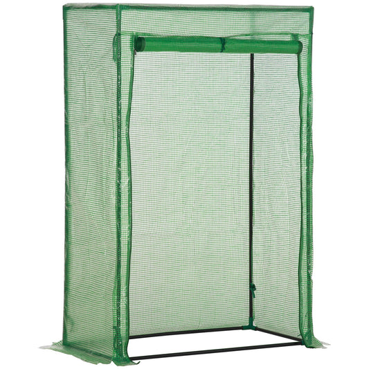 Outsunny دفيئة طماطم 100 × 50 × 150 سم، إطار فولاذي، غطاء PE بباب قابل للطي للاستخدام الخارجي في الفناء الخلفي والشرفة والحديقة، لون أخضر