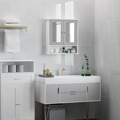 kleankin Bathroom Wall Storage Cabinet - Grey