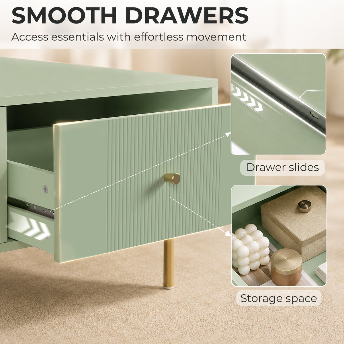 HOMCOM Modern Coffee Table in Light Green