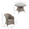Outsunny 4 Seater Rattan Garden Furniture Set with Cushions, Round PE Rattan Dining Set with Glass-Top Table, Umbrella Hole, Outdoor Garden Table and Chairs, Mixed Grey