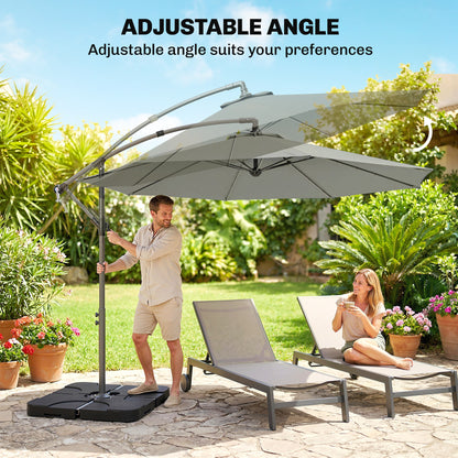Outsunny 3m Overhanging Parasol in Light Grey