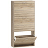 HOMCOM 12-Shoe Flip Drawer Storage Cabinet - Brown Wood-Effect