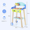 Kid's Pretend Barbecue Grill Play Set with Play Food, Push Handle and Wheels