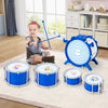 Educational Percussion Musical Instrument Toy with Bass Drum and Foot Pedal-Blue