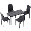 HOMCOM 5 Piece Dining Set, Kitchen Table with Glass Top, Faux Leather Chairs, Black
