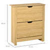 HOMCOM Narrow Shoe Cabinet, Space Saving Shoe Storage Cabinet with 2 Flip Drawers and Adjustable Shelves for 6-12 Pairs of Shoes for Hallways and Living Room, Natural Wood Finish