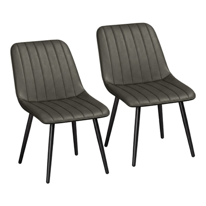 HOMCOM Faux Leather Upholstered Kitchen Chairs in Grey