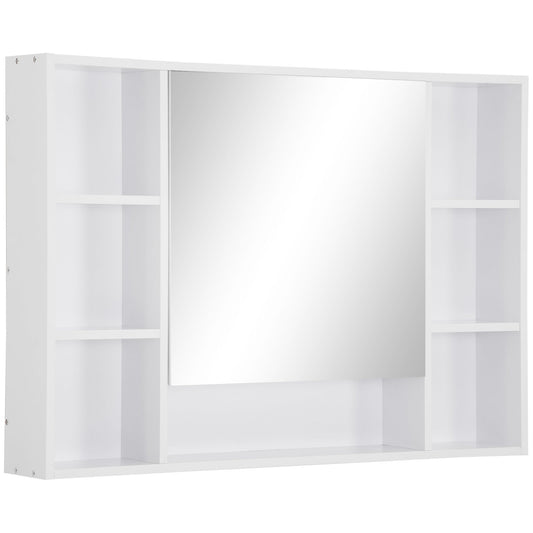 kleankin Wall Mounted Medicine Cabinet, Bathroom Mirror Cabinet with Mirrored Door, Shelves and Storage Cupboard, White
