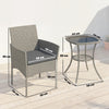 Outsunny 3 Piece Rattan Bistro Set, PE Wicker Garden Furniture Conversation Set with 2 Tier Glass-Top Table, Chairs, Dark Grey