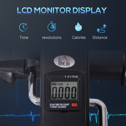 دراجة التمارين الصغيرة من هومكوم، جهاز تمرين دواسة محمول، دراجة للمكتب مع شاشة LCD لتدريب الساقين والذراعين، أسود