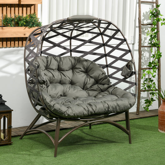 Outsunny 2 Seater Egg Chair Outdoor in Sand Brown