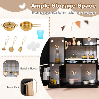 Accessories and storage space of the play kitchen