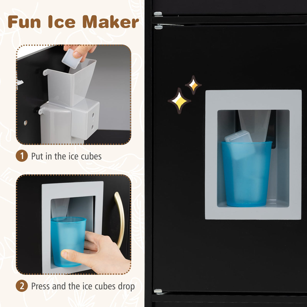 Instructions for the fun ice maker on the play kitchen