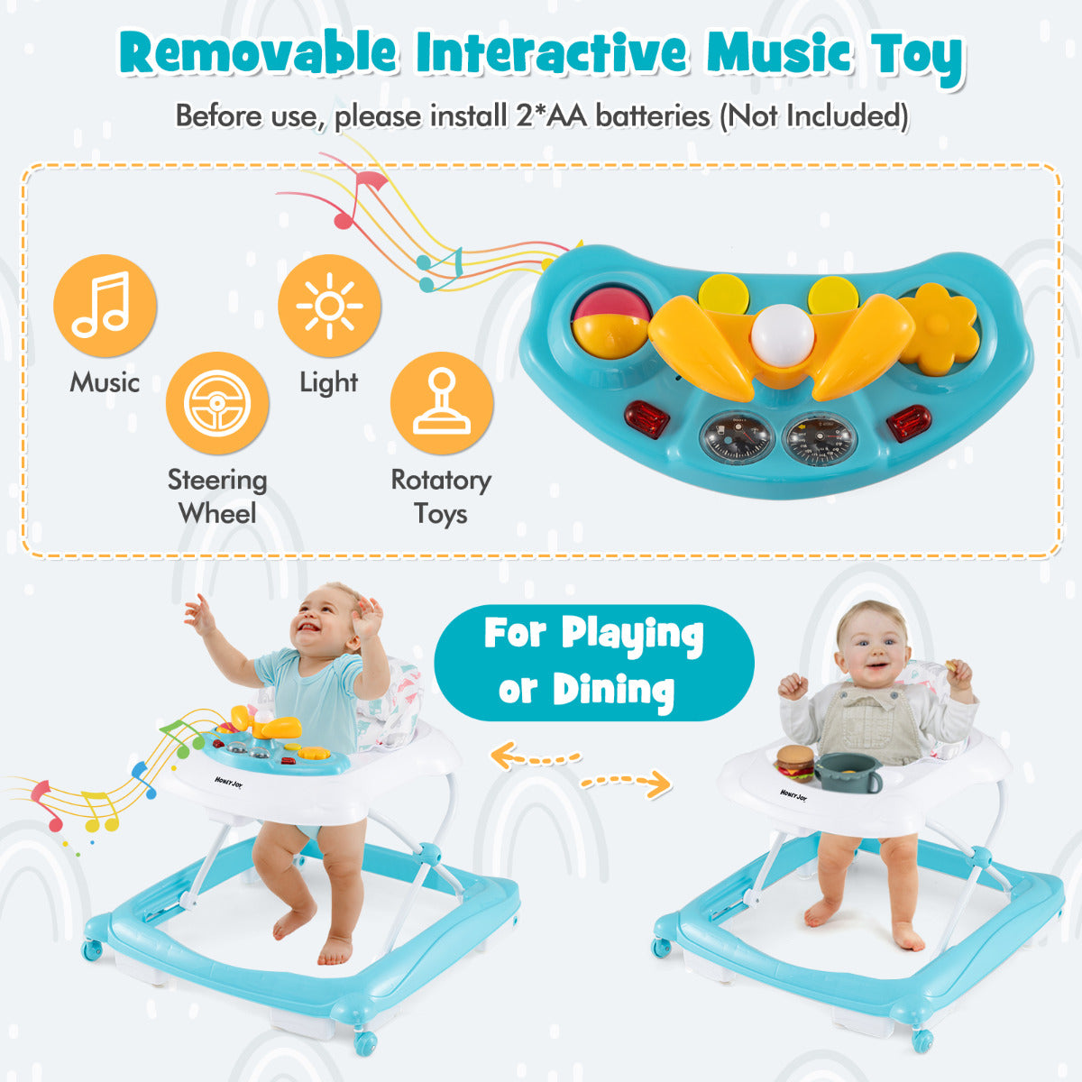 Toddler Activity Center Push Walker with 3 Adjustable Heights-Green