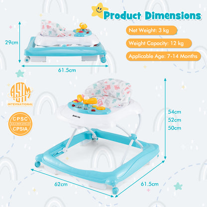 Toddler Activity Center Push Walker with 3 Adjustable Heights-Green