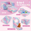 Toddler Play Couch with Machine Washable Cover and High-density Foam Filling-Rainbow