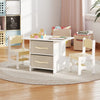 Toddler Wooden Activity Table & 2 Chairs Set with 2 Fabric Storage Bins-Beige