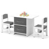Toddler Wooden Activity Table & 2 Chairs Set with 2 Fabric Storage Bins-Grey